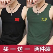 夏季男士短袖t恤中国字，2020中青年背心大码男装迷彩军训上衣服