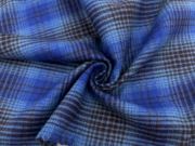 进口加厚 气质宝蓝色格纹羊毛呢毛料面料西装大衣外套布料DIY