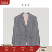 EHE男装 春夏灰色绵羊毛原创设计轻商务西服套装男外套