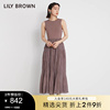 LILY BROWN秋冬款 针织雪纺拼接露背无袖连衣裙LWNO224083