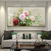 牡丹花客厅装饰画横版大幅沙发，墙b壁画，新中式花开富贵简约大气挂