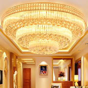 奢华金色客厅灯圆形LED卧室水晶灯吸顶灯大型蛋糕灯