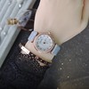 耐用时尚灰色皮带表盘镶钻女士 手表圆形石英真皮金属国产腕表