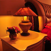 东南亚台灯卧室床头灯，创意复古怀旧宾馆酒店，会所手工竹编台灯