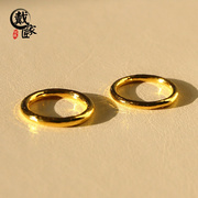 手工黄金戒指足金素圈，指环定制男女，情侣对戒简约订婚指环礼物