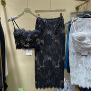 luo性感镂空水溶蕾丝小吊带，+高腰蕾丝，包臀半身裙两件套女时尚套装