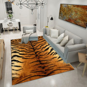 动物皮毛牛皮豹纹客厅卧室地毯欧式现代仿虎皮鹿皮茶几装饰地垫