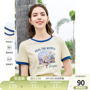betu百图女装2024年夏季卡通字母，显瘦印花短袖，圆领t恤上衣