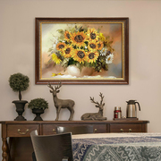 欧式餐厅纯手绘油画美式玄关花卉装饰画向日葵壁画电表箱油画