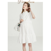 孕妇娃娃装连衣裙夏季大码韩版宽松孕妇白色衬衫裙纯棉夏季时尚款