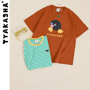 小镇系列TYAKASHA塔卡沙T恤情侣春季趣味插画男女短袖T恤