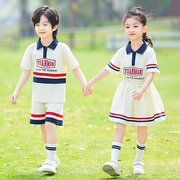 小学生班服英伦风校服夏装短袖套装，幼儿园园服夏天儿童合影毕业照