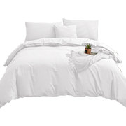 民宿宾馆酒店专用床上用品纯白色床单四件套全棉，北欧3三件套