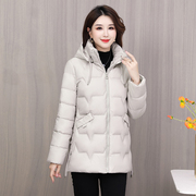冬季羽绒棉棉衣女中长款保暖棉服外套2023韩版时尚纯色上衣