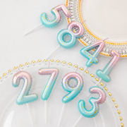粉蓝渐变数字生日蜡烛派对创意道具周岁儿童甜品蛋糕装饰插件