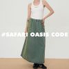 safarioasiscode24“洗水墨绿”#号洗水复古中裙磨毛做旧牛仔裙