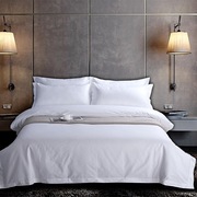 五星酒店民宿宾馆床上用品贡缎床单被套四件套全棉纯色家纺