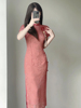 新中式国风雪纺剪花旗袍，2023年夏季年轻款少女，高端气质连衣裙