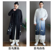 中式唐装男佛系禅意居士服古风，表演出棉麻，长衫马褂道袍禅舞服仙气