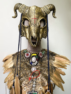 恶魔万圣节公山羊全脸动物表演舞会狂欢派对道具羊骨头骷髅面具