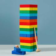 叠叠高抽积木彩虹叠叠乐数字木制益智力玩具，桌面亲子游戏拼装儿童