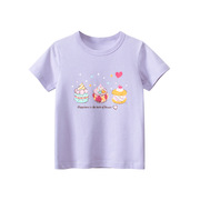 童装女童夏装甜美韩系上衣女小孩紫色t恤短袖套头衣服小仙女汗衫