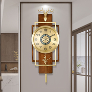 中式仿古挂钟客厅家用时尚黄铜网红钟表北欧创意简约轻奢装饰挂表