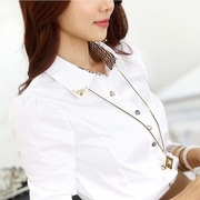 女士正装打底白色秋季职业衬衫女衬衣雪纺长袖大码工作服韩版修身