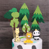 生日蛋糕装饰软陶小动物狮子长颈鹿小象女孩摆件森林动物绿色小树
