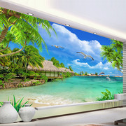 8海景沙滩蓝色天空电视背景墙壁纸5客厅3墙纸卧室无缝墙布壁画