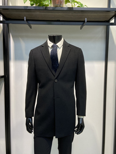 品牌款男士黑色西服领羊毛，大衣中长款商务，休闲外套lenzon领佐