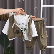 婴儿衣服春季男童韩版洋气小男孩外穿套装分体一周岁男宝宝春装潮