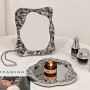 镜子化妆镜台式桌面宿舍家用便携ins网红复古高级学生公主梳妆镜