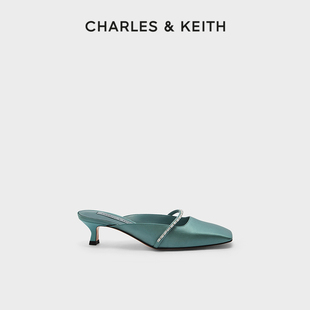 CHARLES＆KEITH春夏女鞋CK1-60361324半宝石装饰方头穆勒鞋拖鞋