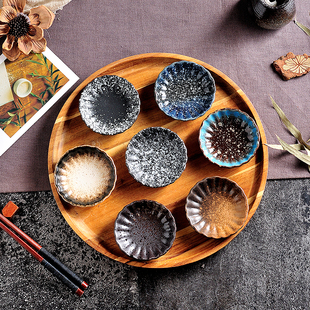 日式迷你调味蘸料碟陶瓷圆形，小吃碟创意小碟子家用商用围炉前菜碟