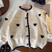 韩版女童毛衣开衫2023春季爱心针织，长袖外套洋气儿童宝宝上衣