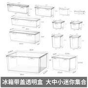 3个冰箱收纳盒保鲜盒收纳篮筐带盖透明小号迷你大容量蔬果冷冻盒