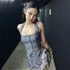 Slim Fit Hanging Neck Open Back Tank Top纯色修身挂脖露背背心