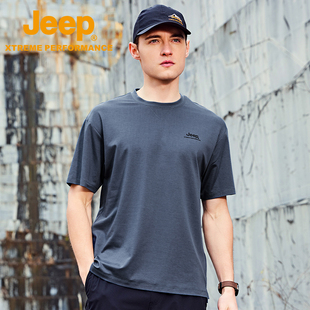jeep吉普速干衣男夏季圆领吸汗透气上衣户外运动，跑步速干短袖t恤