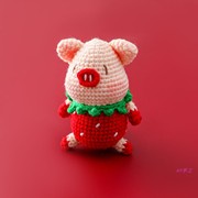 成品手工毛线钩织编织毛线草莓猪珍猪啵啵玩偶钥匙扣摆件挂件
