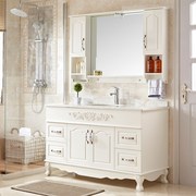 欧式橡木浴室柜组合落地洗漱台落地卫生间，洗手洗脸盆镜柜大理石