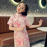 girl cheongsam qipao chipao 2024秋季儿童旗袍复古公主裙粉