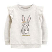 欧美女童可爱小兔子圆领，套头上衣秋装纯棉长袖卫衣，秋季t恤衫6