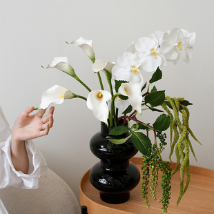 ladylike豆荚小众假花仿真绿植干花花束马蹄莲，商陆花艺客厅摆设