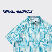 TRAVEL ISSUANCE 带你走近 日系复古夏威夷风宽松夏季短袖花衬衫