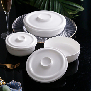 蒸蛋盖碗泡面碗隔水炖碗陶瓷带盖盘子保鲜碗空气炸锅用汤盘蒸肉碗