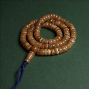 西藏天然牦牛骨佛珠108油润文玩手串藏式马蹄型大肠珠灵骨串