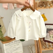 宝宝长袖衬衣2023秋季韩版纯棉婴儿上衣小童，洋气可爱娃娃衫