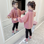 女童秋冬加绒套装2023儿童洋气加厚卫衣冬装时髦网红两件套潮