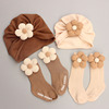 可爱花朵组合0-12个月秋初生婴儿，胎帽新生儿冬季男女宝宝袜子帽子